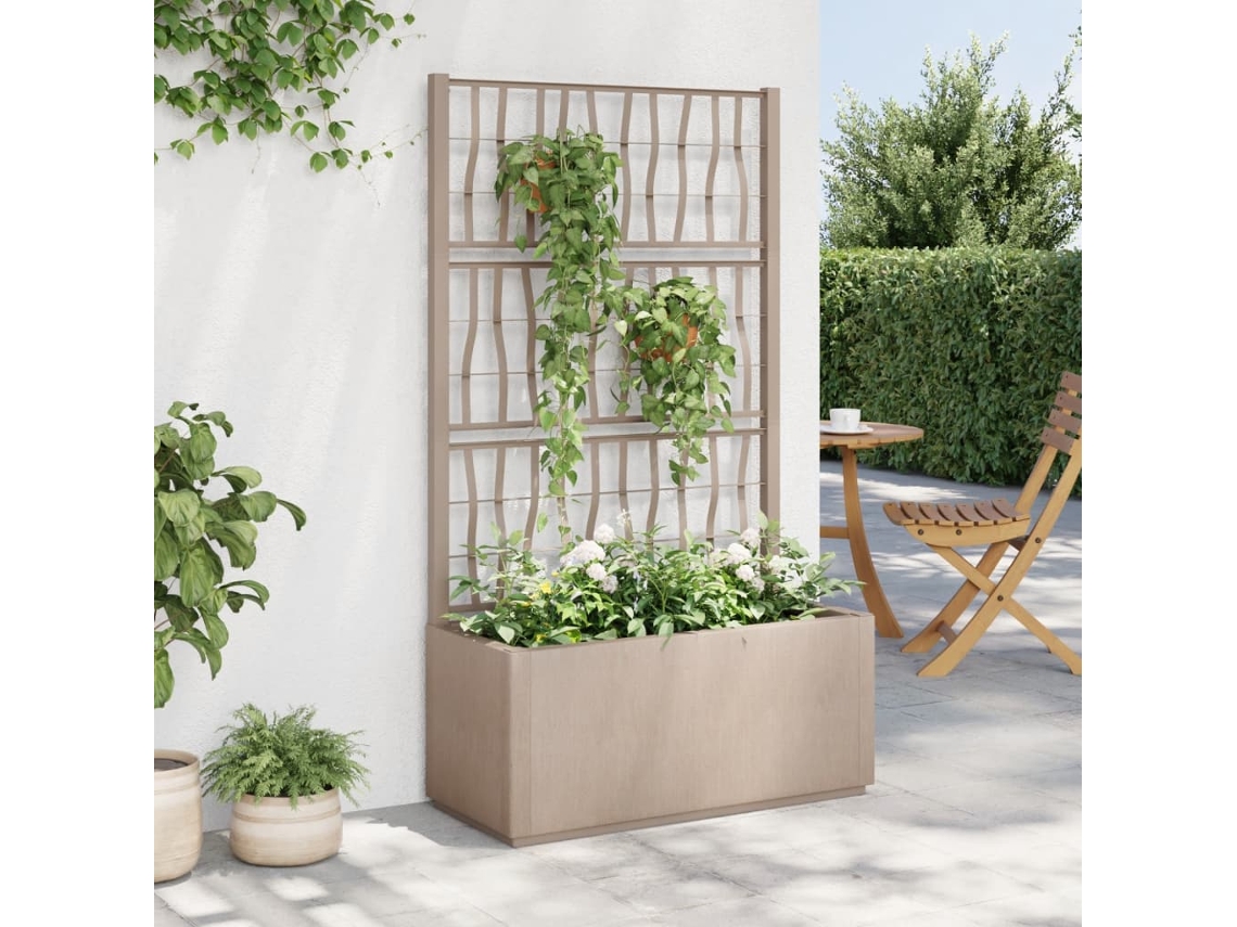 Vidaxl Vaso/floreira Jardim C/ Treliça 80x36x140 Cm Pp Castanho-claro