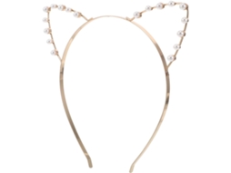 Tiara Com Orelhas De Gato E Pérolas Artificiais