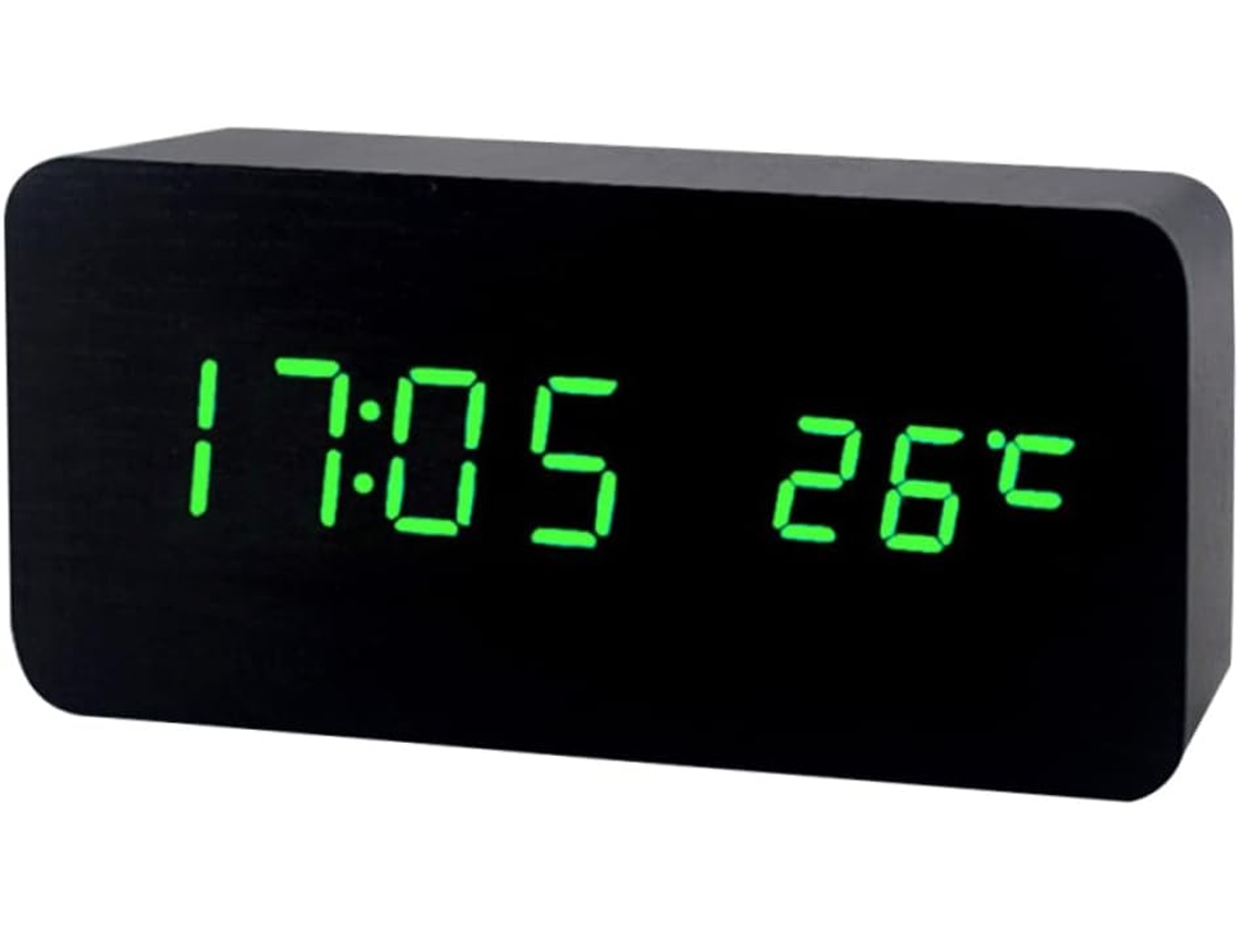 Despertador Digital Led Com Visor Verde, Silencioso, Indicador De Brilho E Temperatura Integrados, Design Moderno. Gokoco