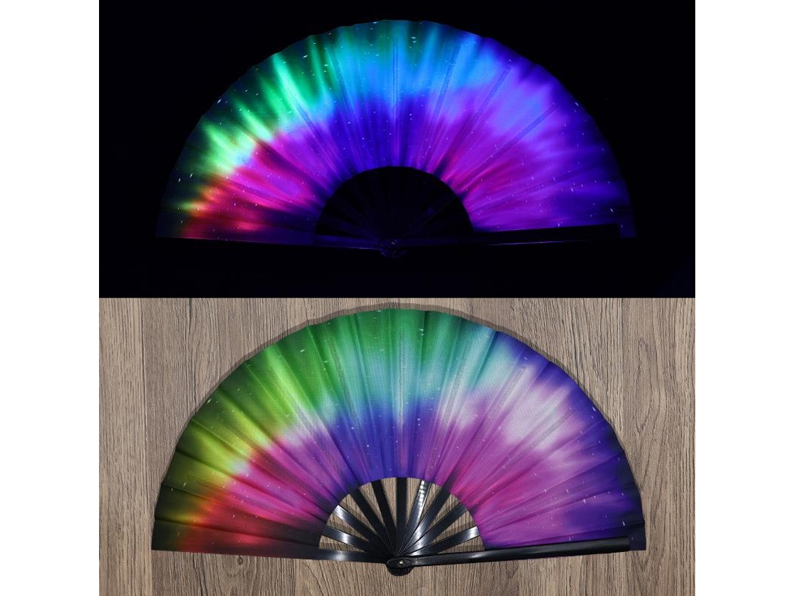 Leque De Kung Fu Com Impressão Uv Fluorescente, Pés De Bambu, Dobrável