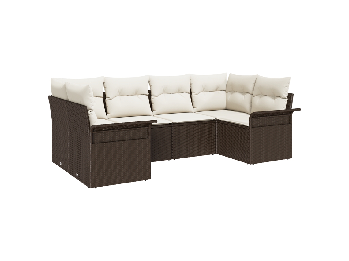 Conjunto 6 Sofá De Jardim Vidaxl Castanho Vime Pe (234 X 132,5 X 85 Cm)