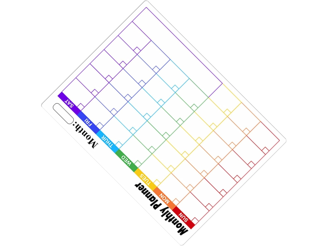 Calendário Mensal Flexível em Pvc com Quadro Branco Adesivo para Escrita a Seco, Lembretes Práticos Equipe, Mo