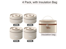Lancheira Bento À Prova de Vazamentos para Adultos 4 Camadas com Bolsa Bege-1940Ml LUUCOZK