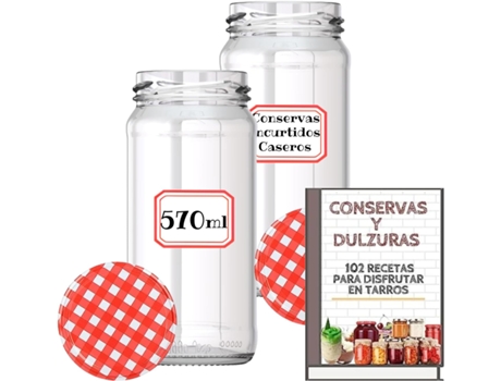 12 Frascos de Vidro de 570 Ml com Tampa de Rosca Hermética Frascos para Purês Geleias Conservas Molhos Inclui Etiquetas MUNDOTARROS