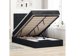 Moldura De Cama Síriaxl Otomana Com Colchão Preto Tecido