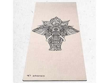 Tapete de yoga ACHAMANA em borracha natural e cânhamo 4,5 mm Saco de yoga - Elefante