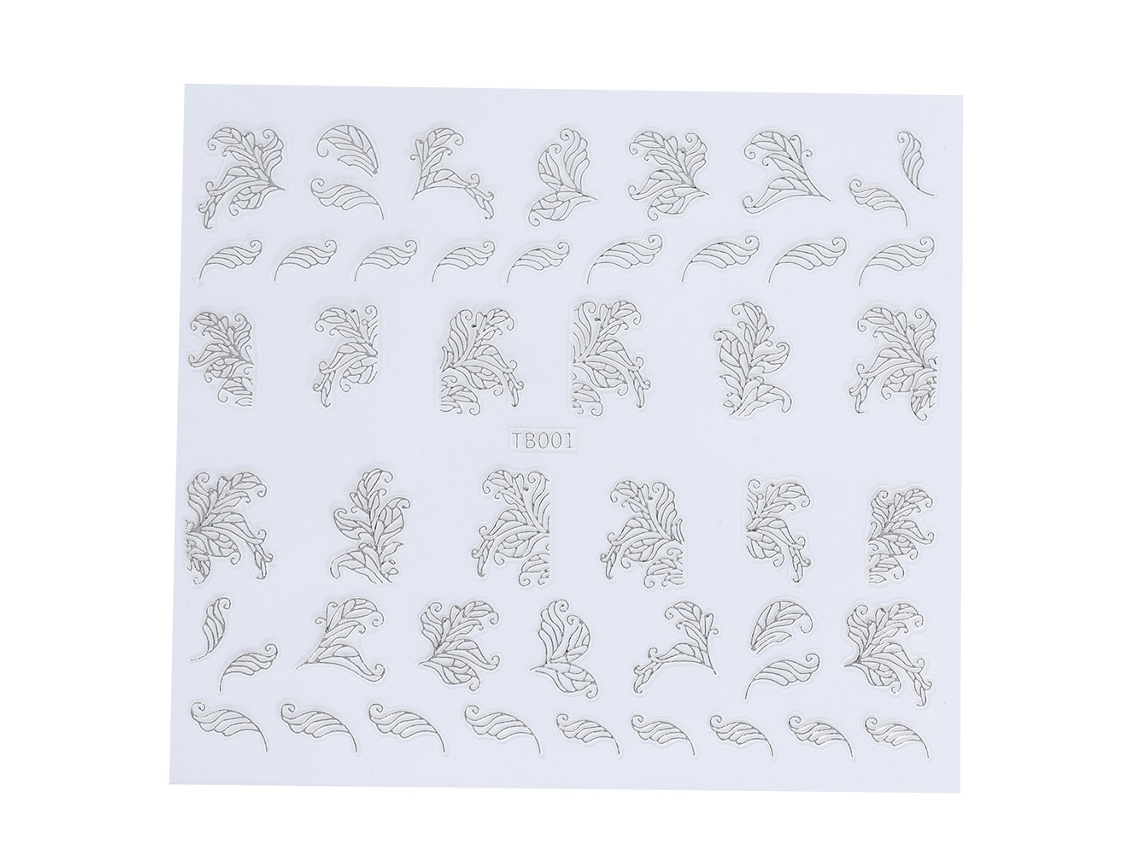 Adesivo 3d para unhas com design floral manicure decoração ferramenta de esmalte prata tb001