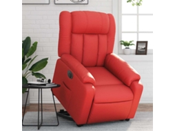 Vidaxl Poltrona Reclinável Elevatória Elétrica Couro Artif. Vermelho