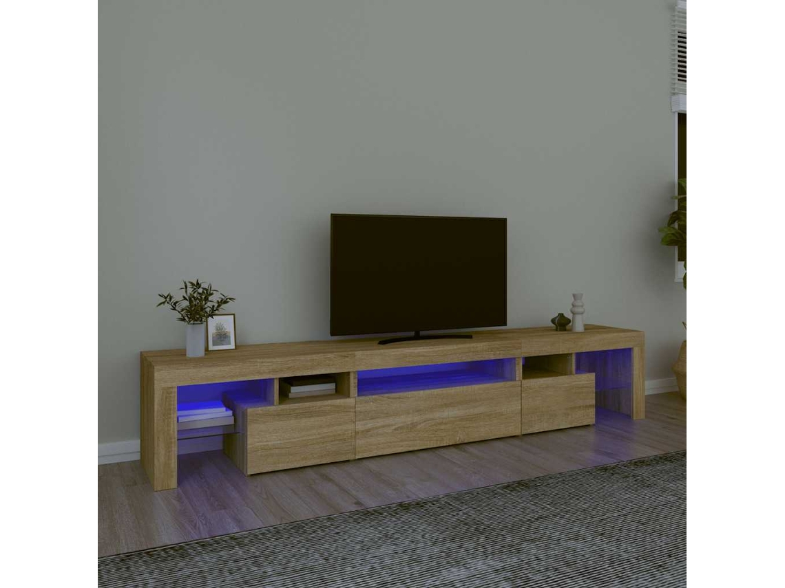Vidaxl Móvel De Tv Com Luzes Led 215x36,5x40 Cm Carvalho Sonoma