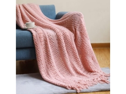 Manta Nórdica de Tricô Mantou Viagem Cinza Cáqui para Sofá com Franjas Ar Condicionado 127x180cm/130x230cm 127