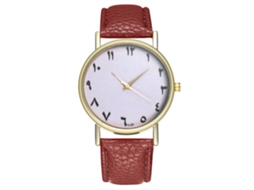 Relógio de Pulseira de Quartzo com Pulseira Pu Estilo Simples Moderno Redondo Café