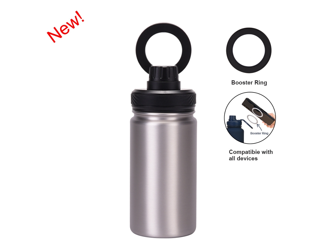 Garrafa Térmica Czhhmart, Aço Inoxidável 316 Com Suporte Magnético Para Telemóvel, 350ml Prata