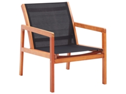 Cadeira Lounge De Jardim Eucalipto Maciço E Textilene Preto Dkd Home Decor