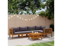 Vidaxl 6 Pcs Conjunto Lounge de Jardim C/ Almofadões Acácia Maciça