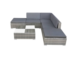 Maison Exclusive - 6 Pcs Conjunto Lounge De Jardim C/ Almofadões Vime Pe Cinzento