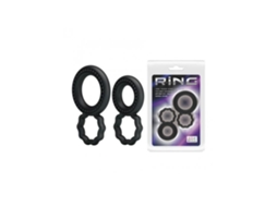 Cockring Duplo - Baile - Pacote Com 2 - Silicone - Preto - Reforça A Ereção
