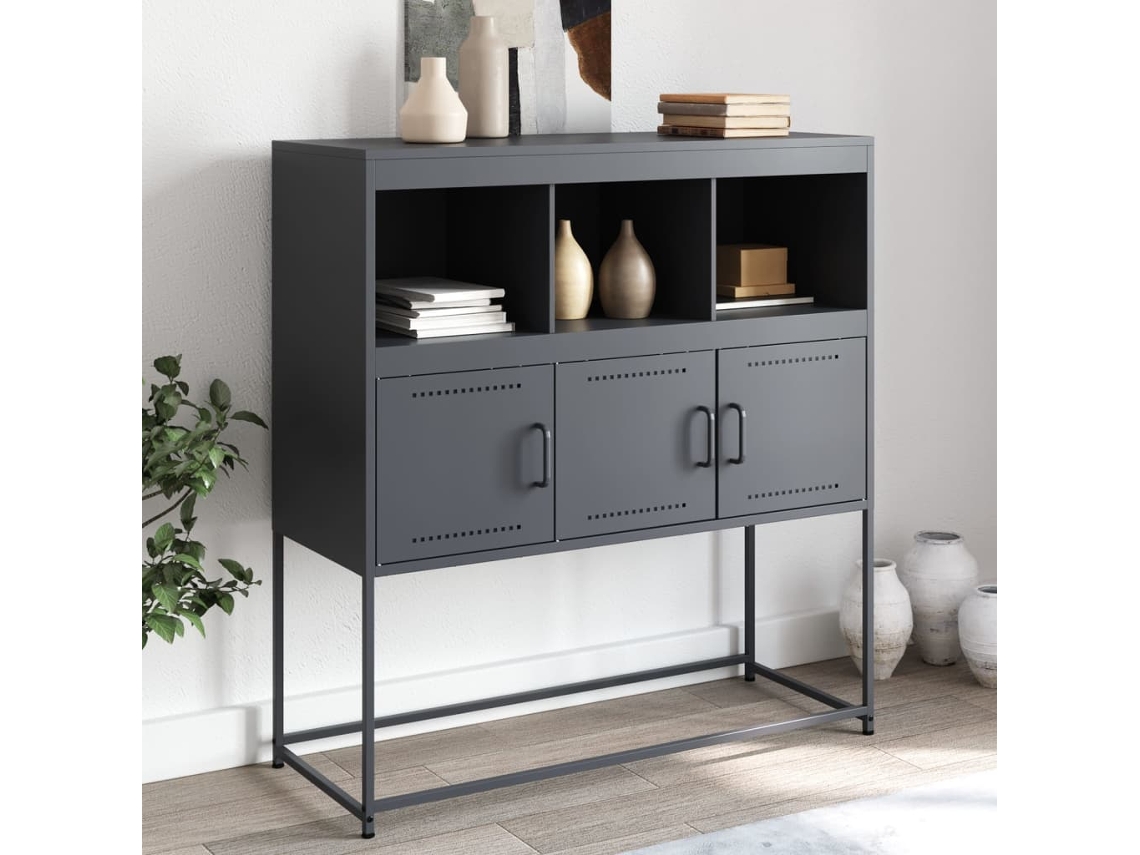 Vidaxl Aparador 100,5x39x107 Cm Aço Antracite