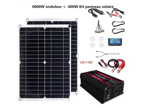 Kit inversor gerador de energia solar completo 4000W preto 12V-110V 2 x (painel solar 200W 100A) ALLONSCD