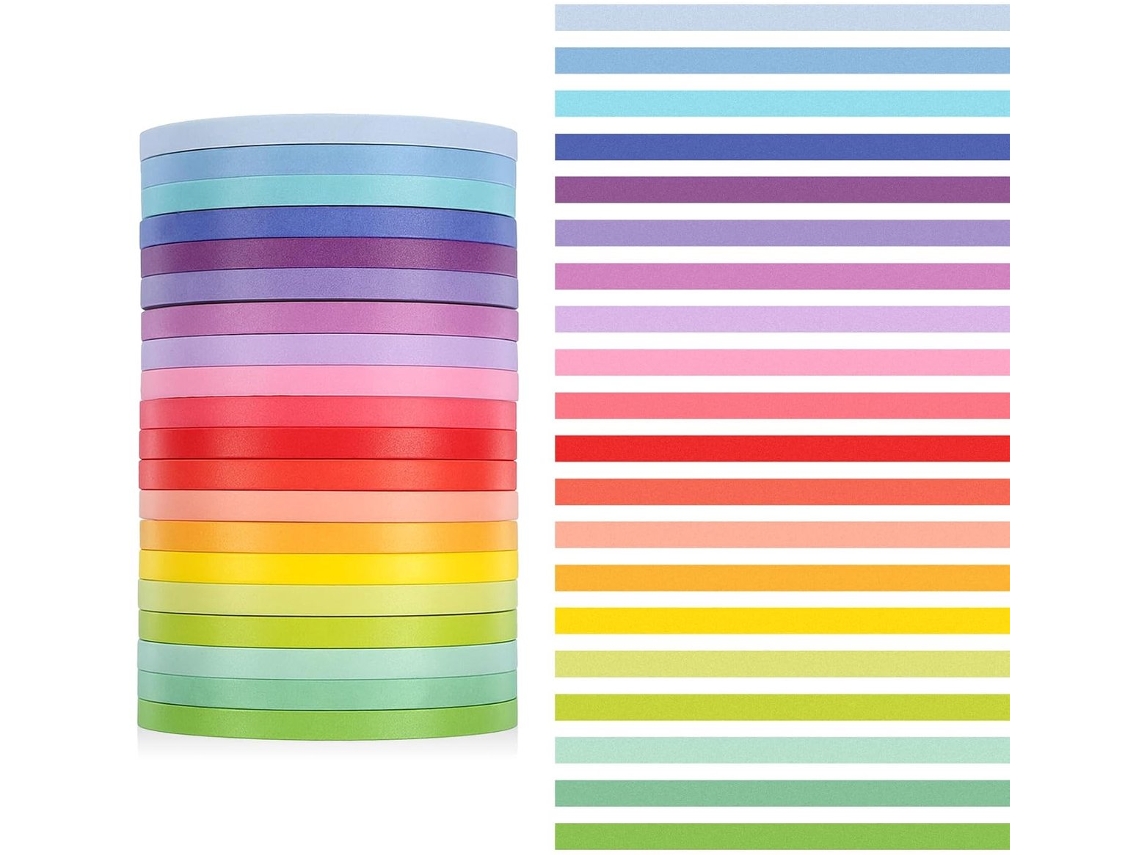 Fita Adesiva Washi, 20 Rolos, De Fita Adesiva Washi, 3 Mm X 5 M, Colorida Decoração De Diários, Artesanato E Scrapbooking