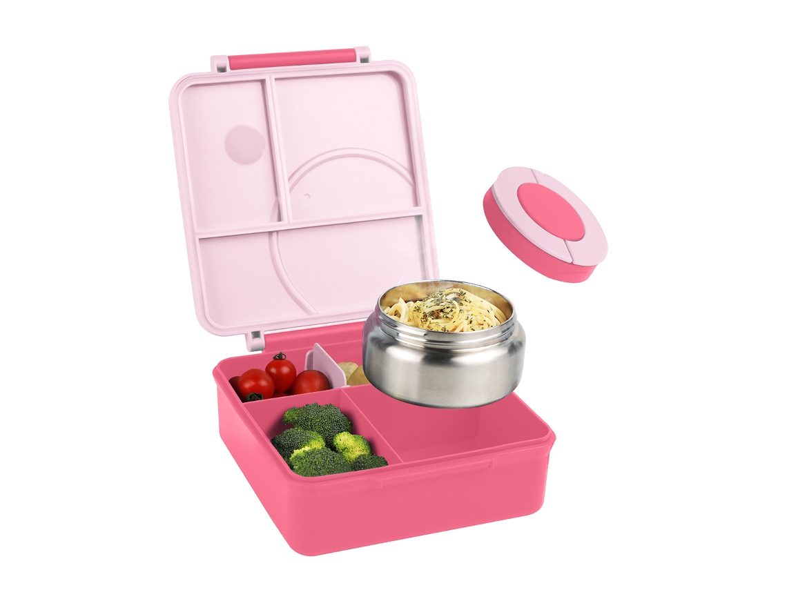 (rosa) Recipiente Térmico Para Sopa Com Quatro Compartimentos, Adequado Para Adolescentes E Funcionários De Escolas E Cantinas.