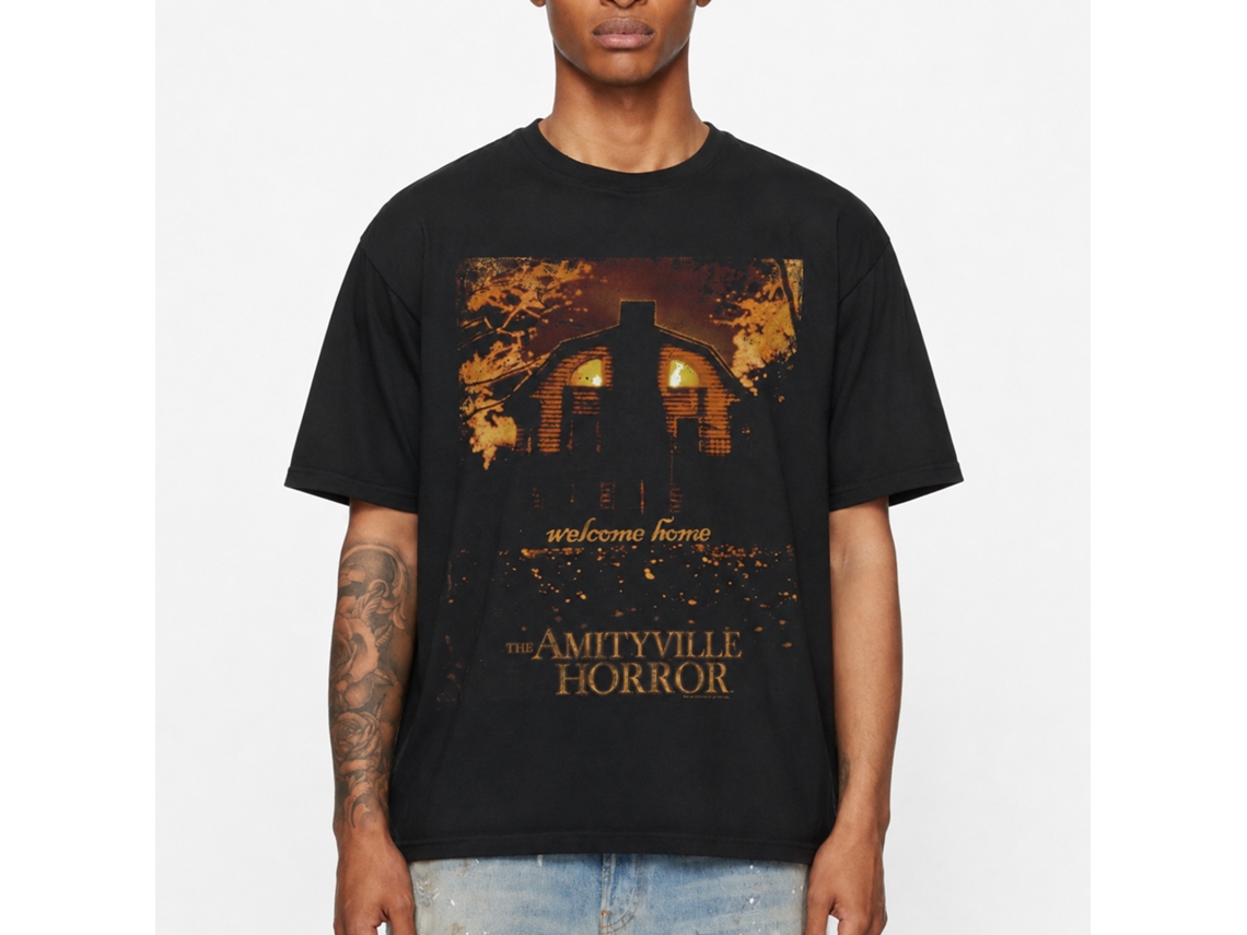 Rockinstone Amityville Horror Movie Welcome Home Black Adult T-shirt Size:l