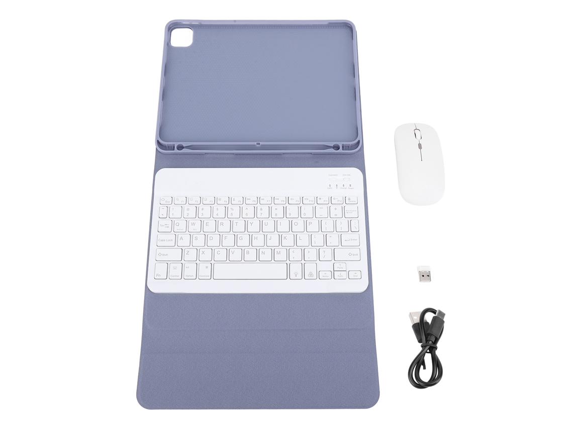 2026zentro-capa Com Teclado Sem Fio Bluetooth E Mouse, Iluminação Rgb, Couro Pu, Para Pro Air 4 5 11 Roxo