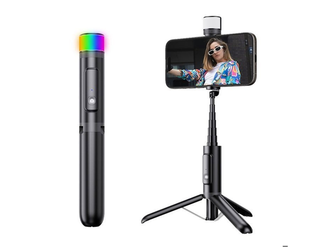 Lurelia Tripé Para Selfie Bluetooth, Com Luz Led, Extensível, Rotação 360°, Para Telemóvel