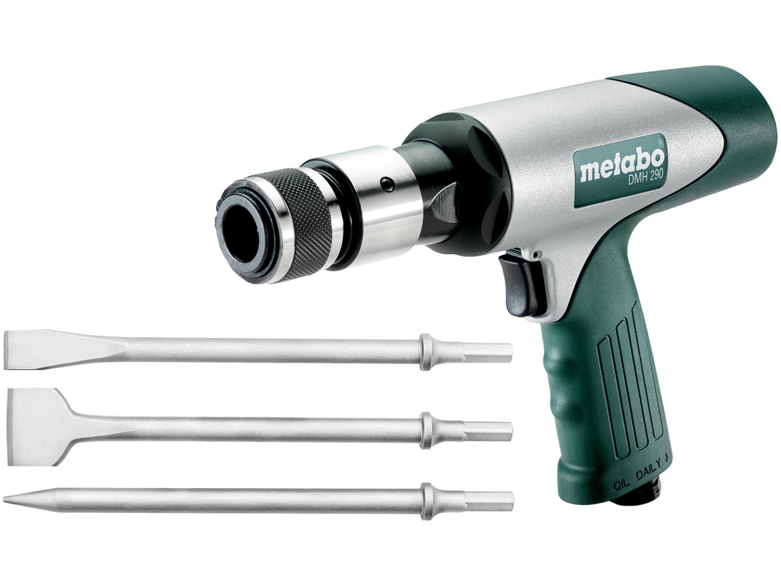 Conjunto de martelo picador pneumático METABO Dmh 290/caixa profissional