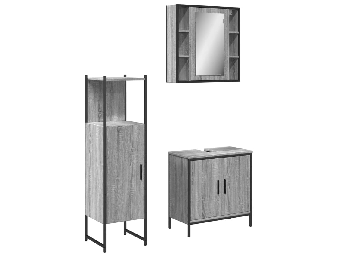Bathroom Cabinet Set, Bathroom Cabinet Sets Vidaxl Cinzeto Madeira Processada (n/a)