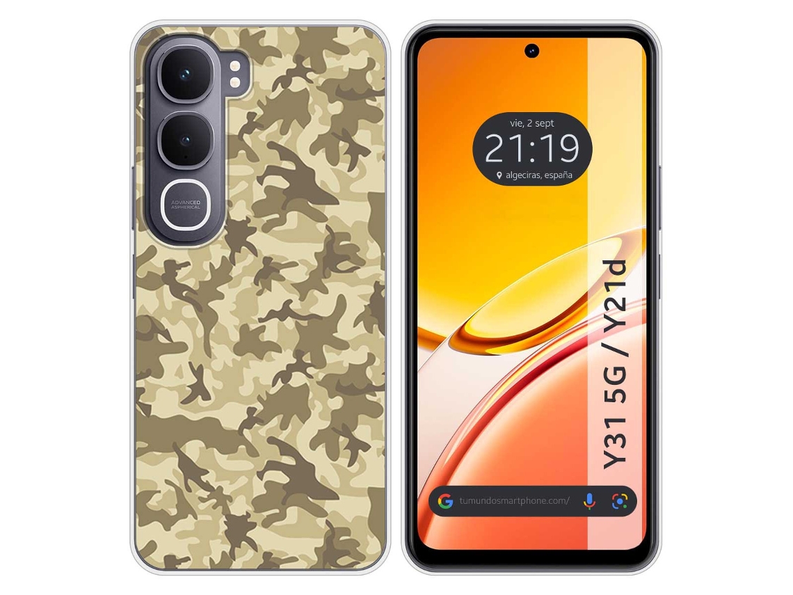 Capa Tumundosmartphone De Silicone Para Vivo Y31 5g / Y21d Com Estampa De Camuflagem De Areia E Desenho Animado