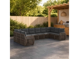 Vidaxl Conjunto De Sofá De Jardim 10 Unid. Cinza E Cinza Escuro