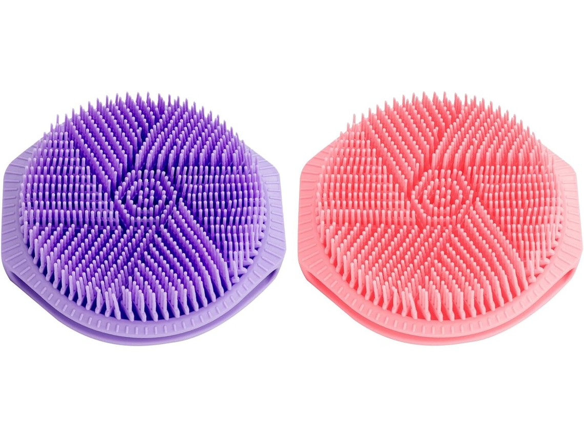Conjunto De 2 Escovas Banho Silicone Dupla Face, Escova Esfoliante Suave Para O Corpo, Escova Ergonômica Antiderrapante
