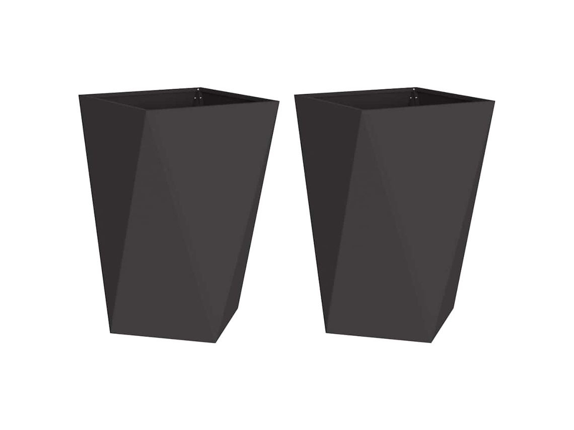 Conjunto 2 Caixa De Vaso Vidaxl Preto Aço (50 X 50 X 75 Cm)