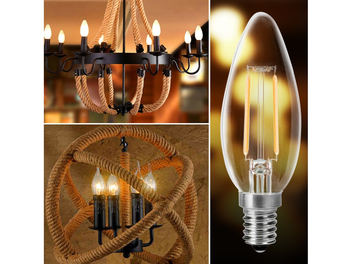 2026 bombilla Led E14 2w 2700k Branco Quente Equivalente a 20w Filamento Claro Estilo Vintage Lâmpada de Candelabro