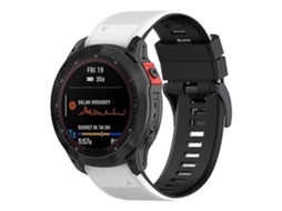 Pulseira De Silicone, Compatível Com Relógio Garmin Fenix 7x, Preta E Branca, Design Versátil