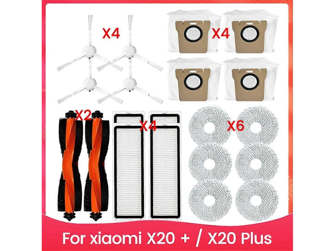 Acessórios Para O Robô Aspirador X20 + / X20 Plus: Escova Lateral Principal, Filtro Hepa, Pano De Limpeza, Sacos De Pó De Reposição_ptg
