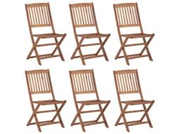 Cadeiras de Jardim Dobráveis com Almofadões 6 Pcs Acácia Maciça MAISON EXCLUSIVE