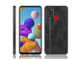 Capa Protetora Resistente A Impactos Com Estampa De Vaca Costurada, Feita Em Pc + Pu + Tpu (azul) Para Samsung Galaxy A21s