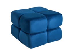 Reposapiés Grande En Forma De Cubo Beliani Caliente De Terciopelo Azul 60x60x44