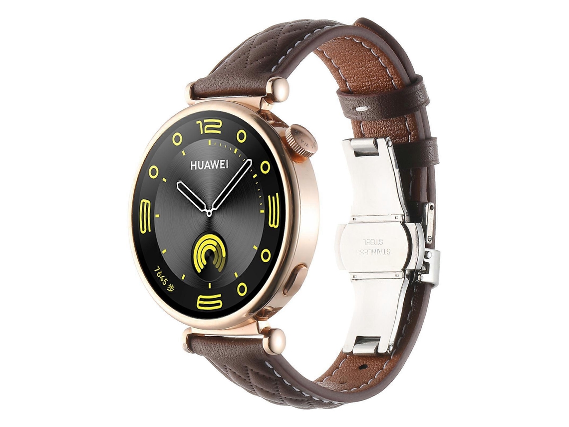 Pulseira De Couro Para Relógio Com Fecho Borboleta E Padrão De Diamante De 18 Mm