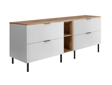 Móvel De Banheiro, Branco / Carvalho Craft Puxador Preto, 180 X 77 X 46 Cm 3xe Living
