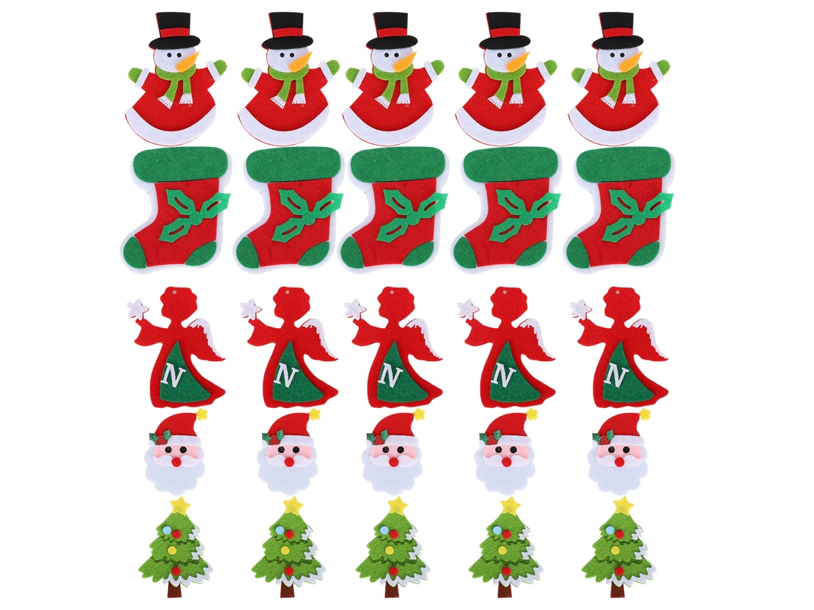 Conjunto Feltro Natalino 25 Peças Diy Presente Infantil Decoração