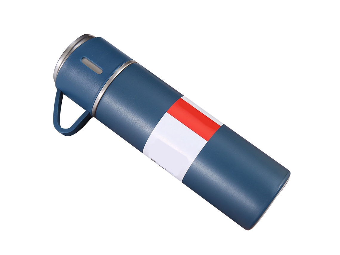 Garrafa Térmica Inox 500ml 3 Tampas Azul Viagem