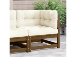 Vidaxl Sofá De Canto P/ Jardim C/ Almofadões Pinho Maciço Cor Creme
