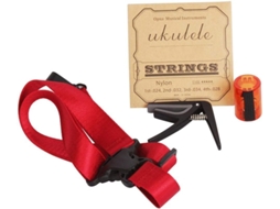 Conjunto De Acessórios Para Ukulele Com Chocalho De Dedo, Capo, Cordas