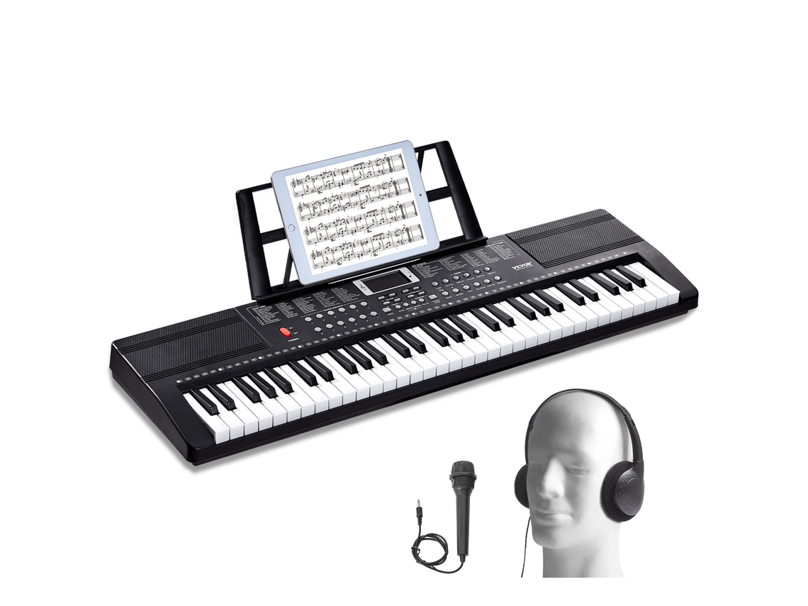 Teclado Digital de 61 Teclas Piano Elétrico Portátil 200 Tons 200 Ritmos VEVOR