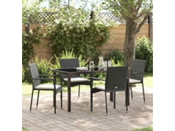Vidaxl Conjunto de Jantar para Jardim com Almofada 5 Pcs Preto Vime Pe