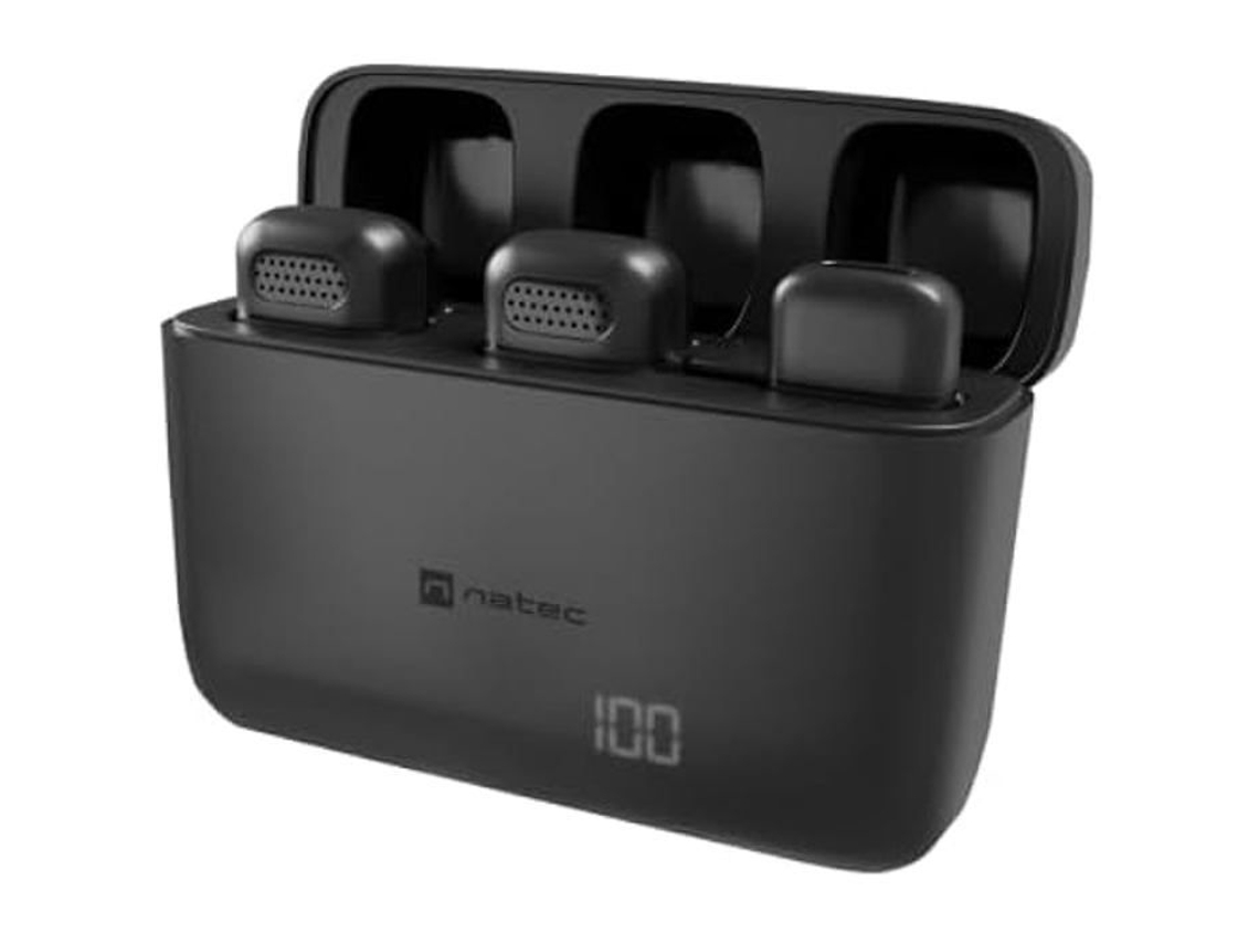 Microfone Natec Hopper Sem Fio Usb C Para Smartphone Brilvibera