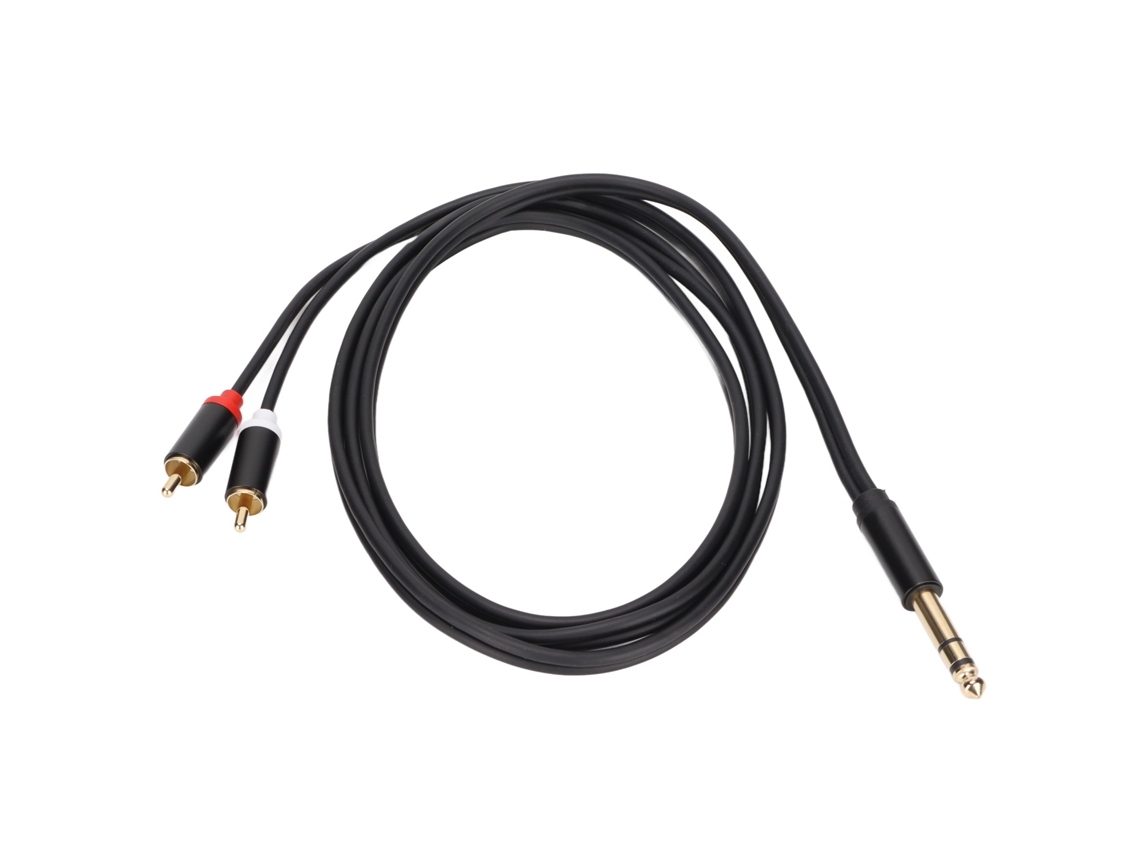 Cabo 6,35mm Macho para 2 Rca Macho Dourado Adaptador Estéreo Y Splitter 1,5m