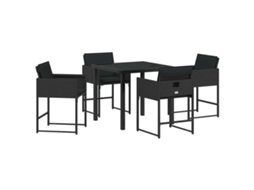 Conjunto 5 De Jantar Para Jardim Vidaxl Preto Vime Pe